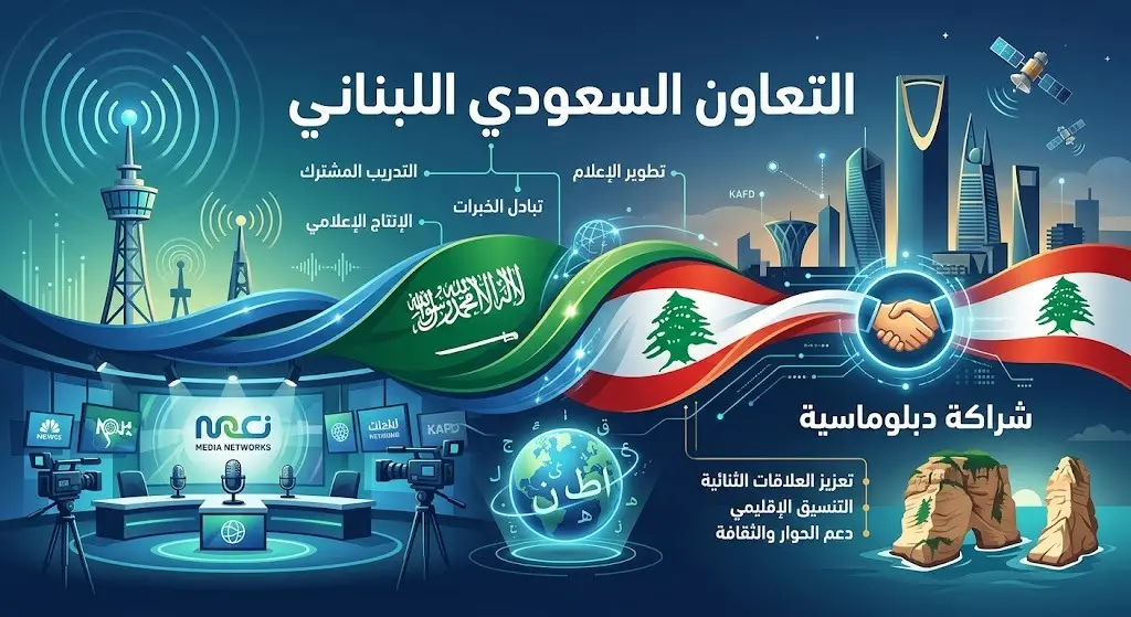 تصميم إبداعي يجسد الشراكة الدبلوماسية والإعلامية بين المملكة العربية السعودية ولبنان