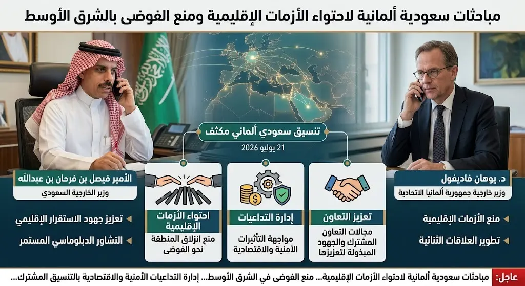مباحثات سعودية ألمانية لاحتواء الأزمات الإقليمية ومنع انزلاق الشرق الأوسط نحو الفوضى