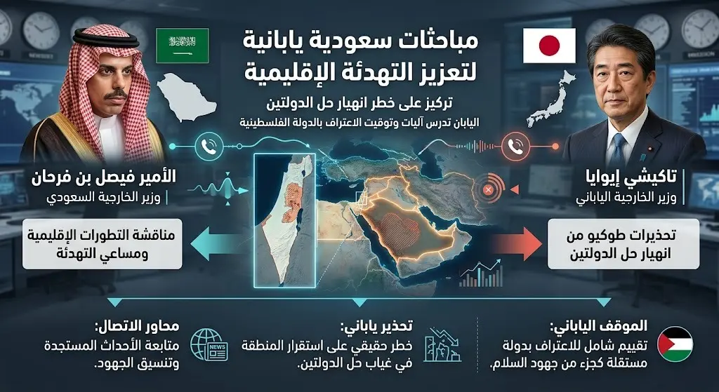 مباحثات سعودية يابانية لتعزيز التهدئة في المنطقة وسط تحذيرات طوكيو من انهيار حل الدولتين