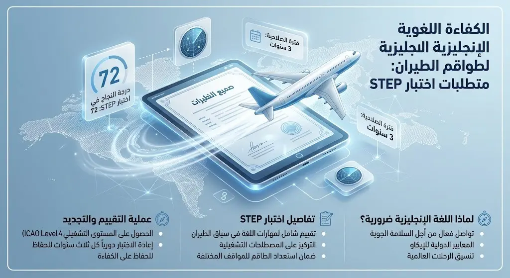 تصميم يبرز متطلبات اختبار اللغة الإنجليزية القياسي STEP بدرجة 72 كشرط أساسي للتوظيف.