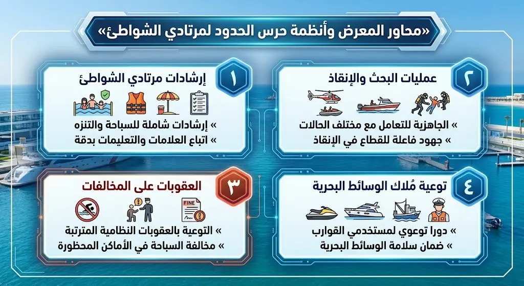 محاور المعرض وأنظمة حرس الحدود لمرتادي الشواطئ