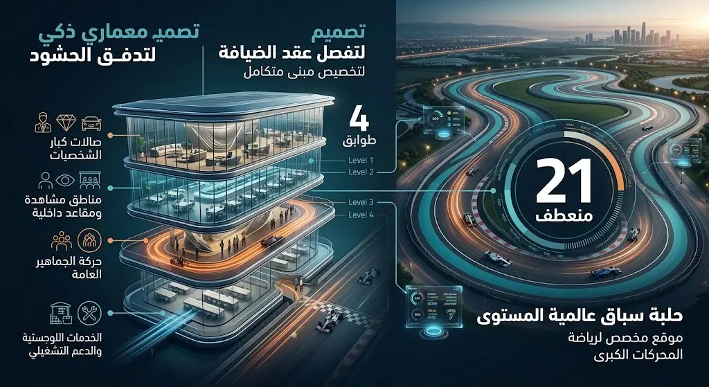 مرافق الضيافة ومواصفات الحلبة