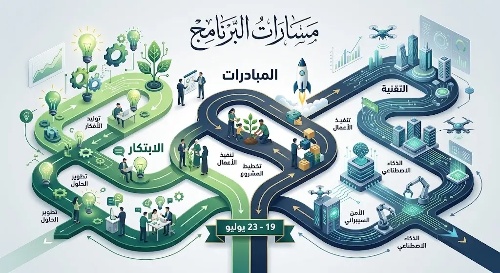 إنفوجرافيك يوضح مسارات البرنامج الصيفي لدارة الملك عبدالعزيز وتاريخ تنفيذه خلال الفترة من 19 حتى 23 يوليو
