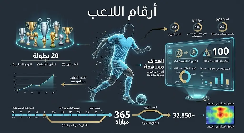 إنفوجرافيك رياضي يستعرض أبرز أرقام وألقاب فيل فودين مع مانشستر سيتي.