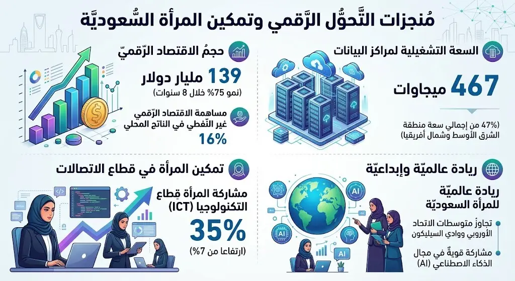 منجزات التحول الرقمي وتمكين المرأة السعودية