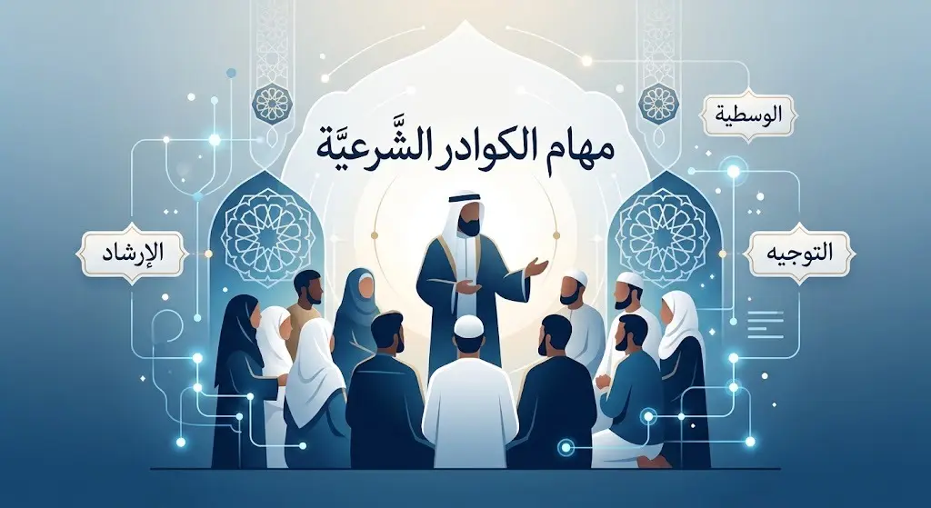 تصميم إبداعي يبرز دور الكوادر الشرعية في المسجد الحرام والمسجد النبوي في توجيه وإرشاد ضيوف الرحمن.
