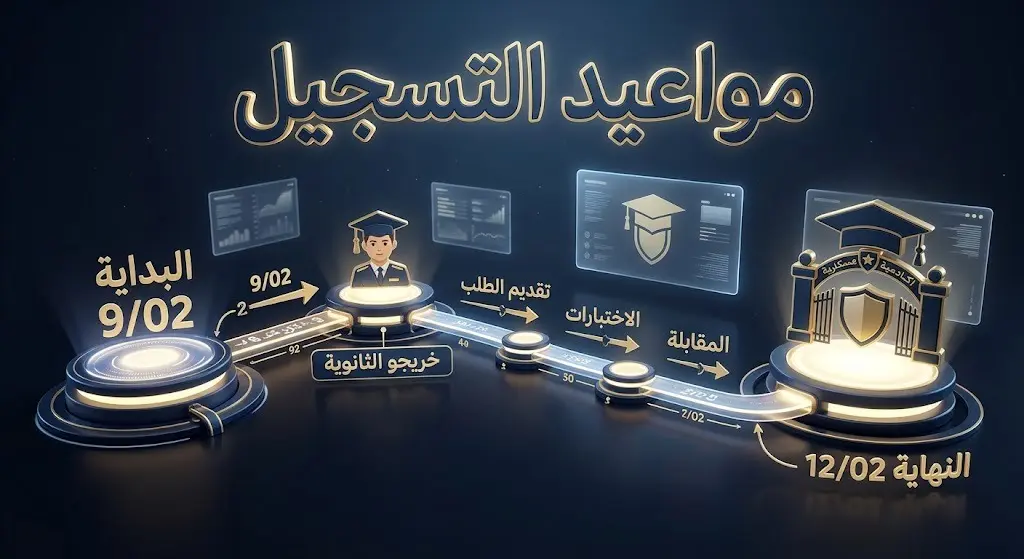 إنفوجرافيك زمني يوضح مواعيد بداية ونهاية التسجيل لبرنامج البكالوريوس لخريجي الثانوية العامة.