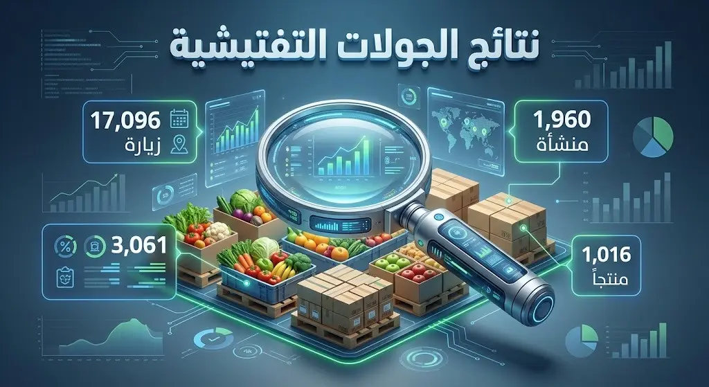 إنفوجرافيك يوضح إحصائيات الجولات التفتيشية وحجم الضبطيات للربع الثاني من عام 2026، متضمناً أعداد الزيارات والمنشآت والمنتجات المخالفة.