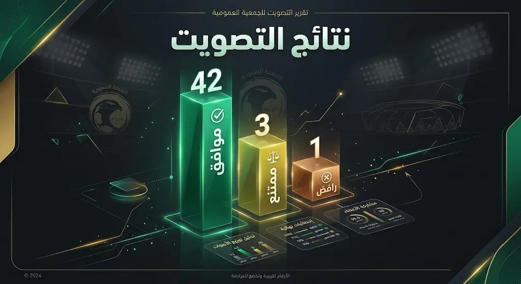 إنفوجرافيك يوضح بالأرقام نتائج تصويت الجمعية العمومية للاتحاد السعودي لكرة القدم بموافقة 42 صوتاً