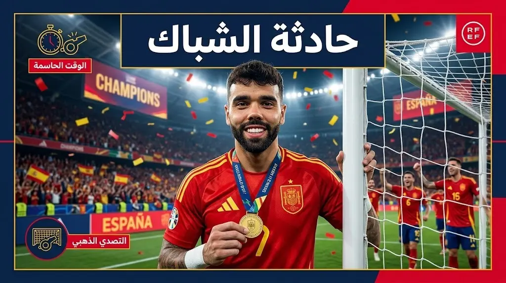 نجاة دافيد رايا حارس منتخب إسبانيا من موقف خطير بعد التفاف شريط الميدالية حول عنقه باحتفالات المونديال