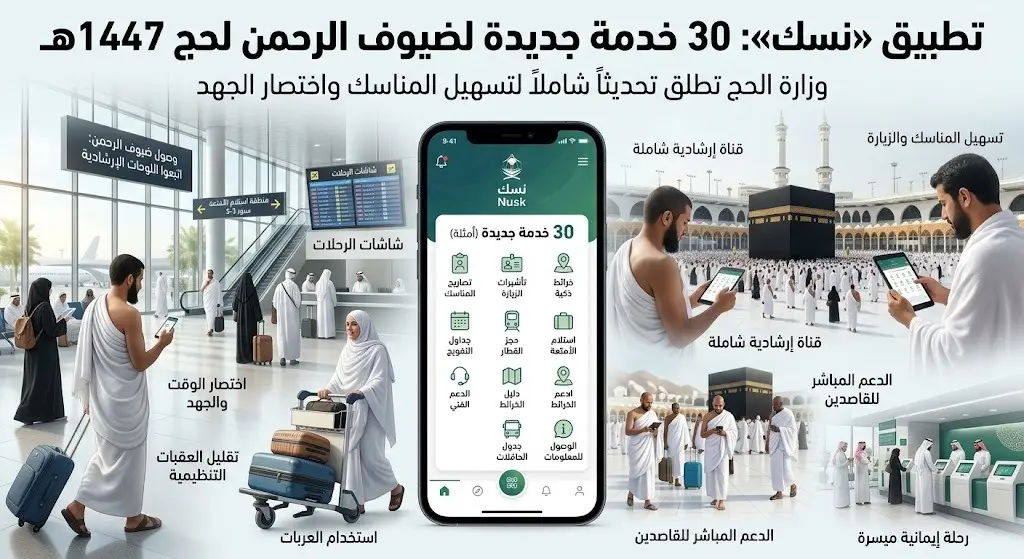 وزارة الحج تطلق 30 خدمة جديدة عبر تطبيق نسك لضيوف الرحمن في موسم حج 1447هـ