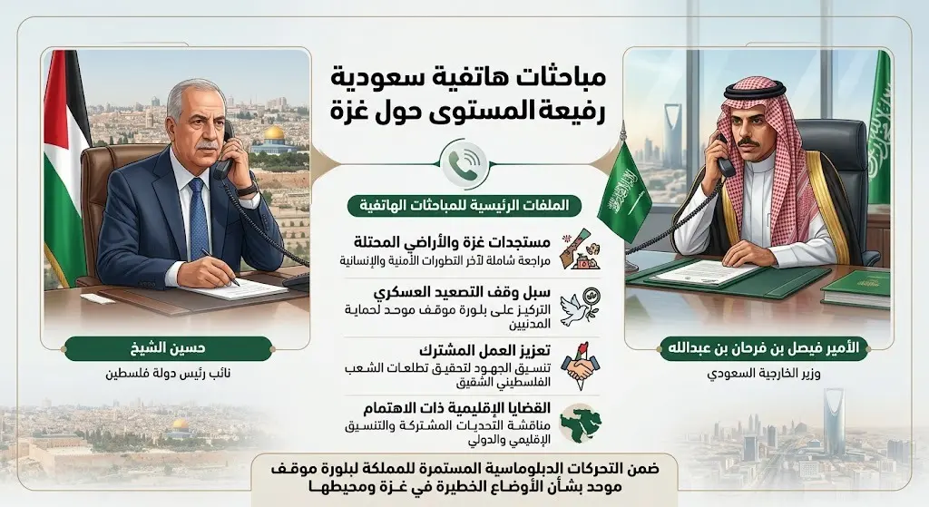 وزير الخارجية السعودي يبحث مع القيادة الفلسطينية مستجدات غزة وسبل وقف التصعيد