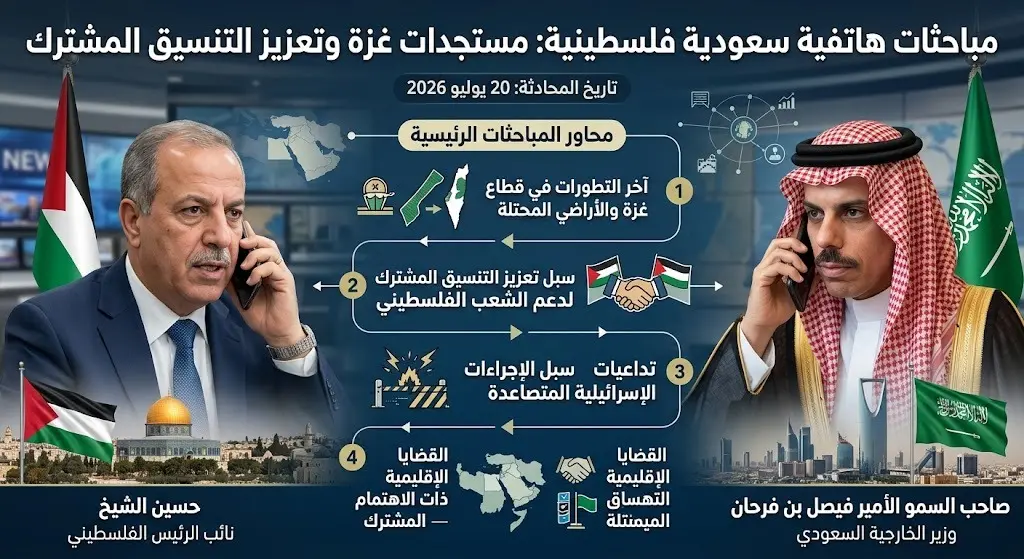 وزير الخارجية السعودي يبحث مع نائب الرئيس الفلسطيني مستجدات غزة وسبل تعزيز التنسيق المشترك