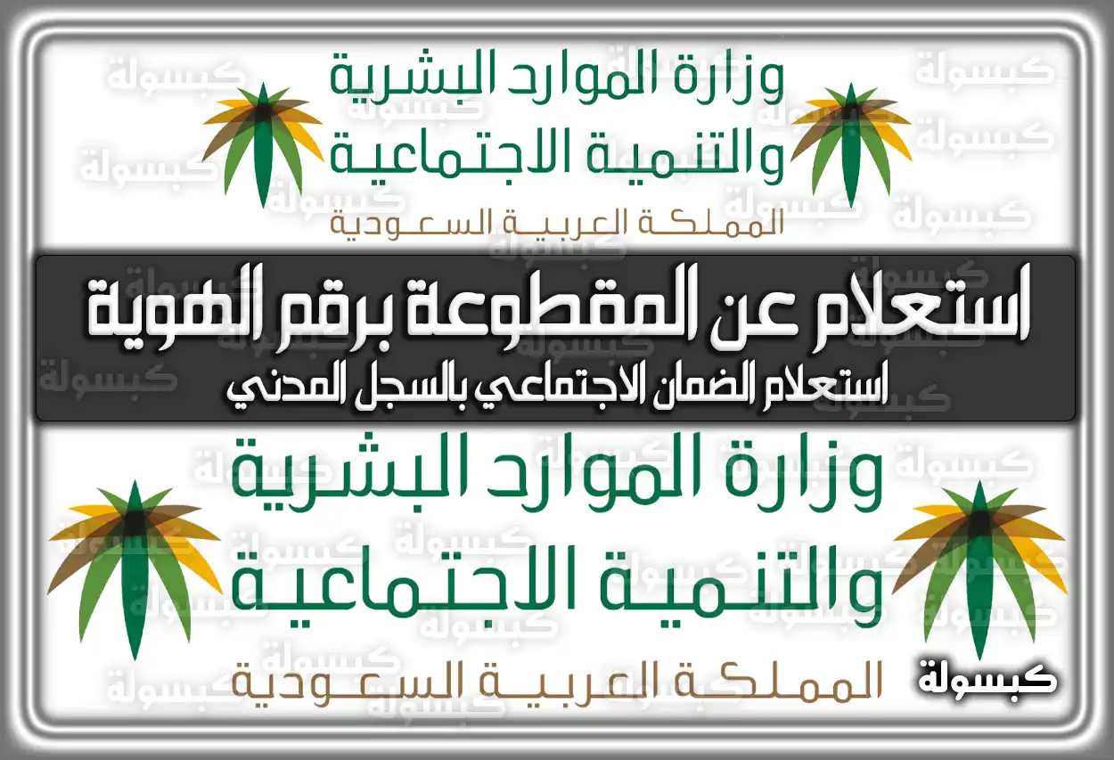 استعلام عن المقطوعة برقم الهوية 1447 .. استعلام الضمان الاجتماعي المطور بالسجل المدني 2026