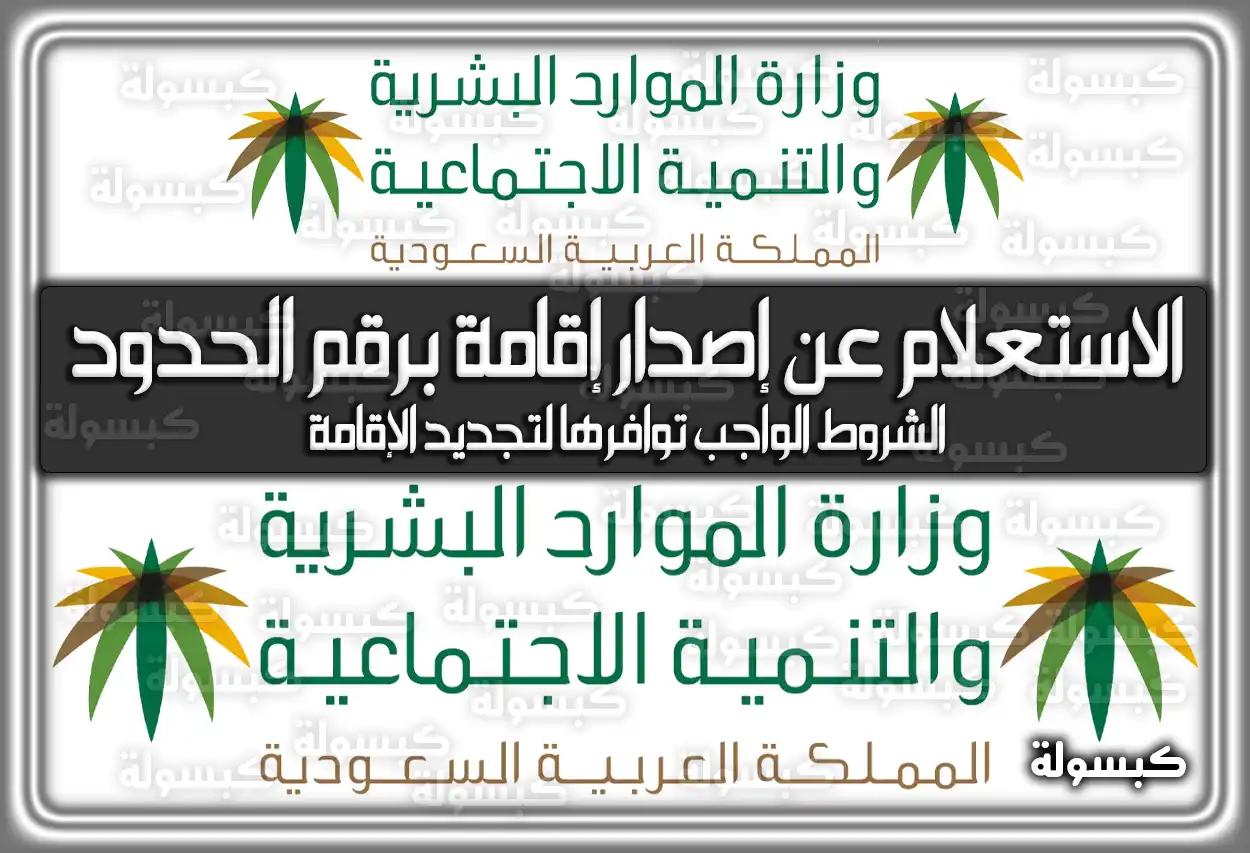 الاستعلام عن إصدار إقامة برقم الحدود 2026 - 1447