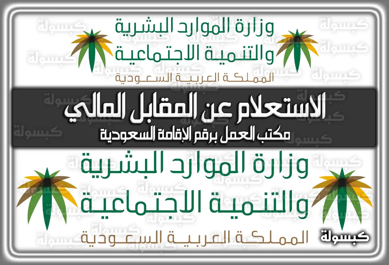 الاستعلام عن المقابل المالي مكتب العمل برقم الإقامة 2026 - 1447 (السعودية)