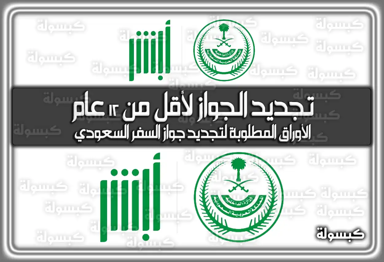 تجديد الجواز لأقل من 12 عام